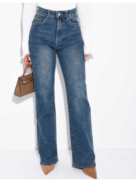 Jeans mit geradem Schnitt, verwaschener Optik und Stretch