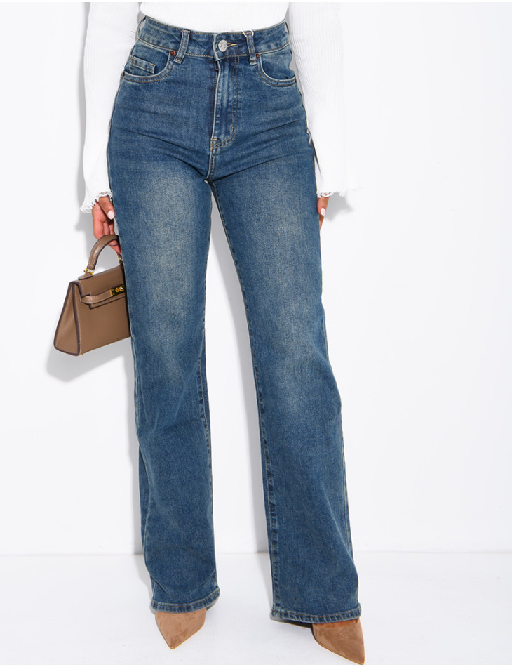Jeans mit geradem Schnitt, verwaschener Optik und Stretch