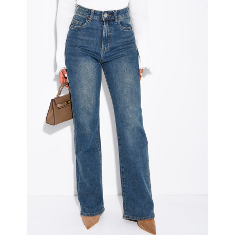 Jeans mit geradem Schnitt, verwaschener Optik und Stretch