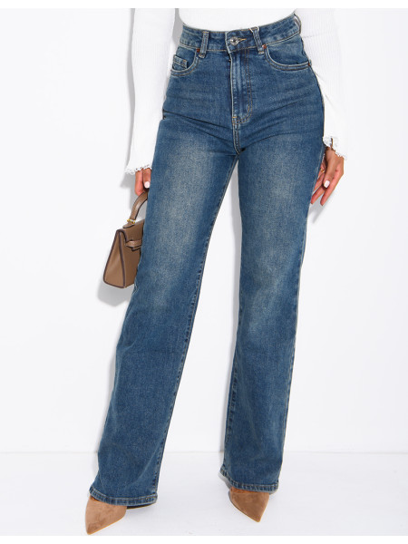 Jeans mit geradem Schnitt, verwaschener Optik und Stretch