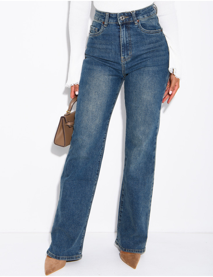 Jeans mit geradem Schnitt, verwaschener Optik und Stretch