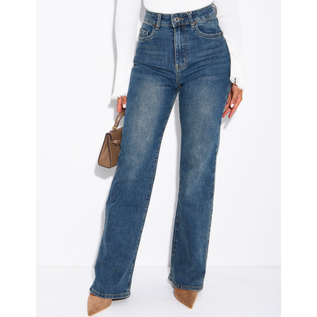 Jeans mit geradem Schnitt, verwaschener Optik und Stretch
