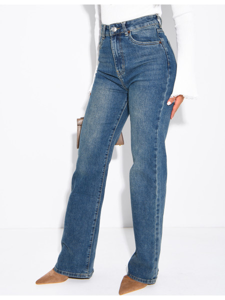 Jeans mit geradem Schnitt, verwaschener Optik und Stretch