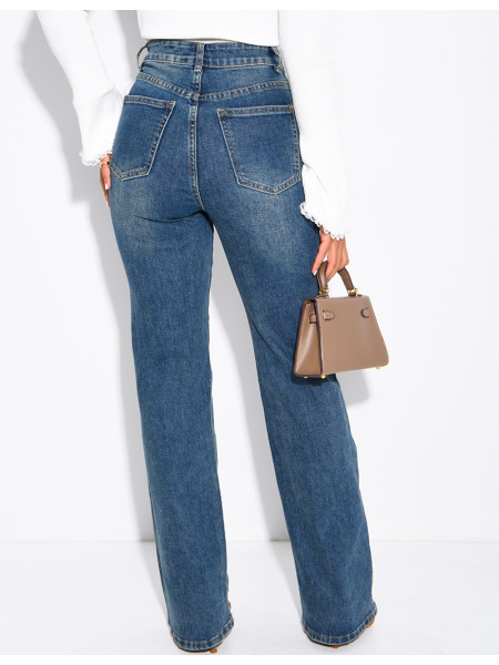 Jeans mit geradem Schnitt, verwaschener Optik und Stretch