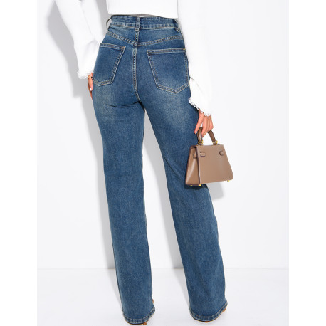 Jeans mit geradem Schnitt, verwaschener Optik und Stretch
