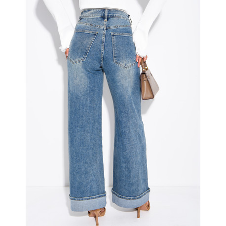 Weit geschnittene Jeans mit High-Waist-Schnitt und Washed-Effekt
