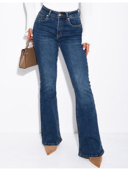 Flare-Jeans mit Vintage-Stickereien und Strasssteinen