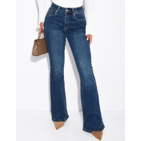 Flare-Jeans mit Vintage-Stickereien und Strasssteinen