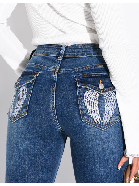 Ausgestellte Flare-Jeans mit Vintage-Stickereien