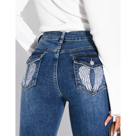 Ausgestellte Flare-Jeans mit Vintage-Stickereien