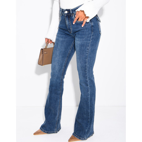 Ausgestellte Flare-Jeans mit Vintage-Stickereien