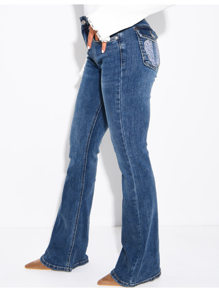 Ausgestellte Flare-Jeans mit Vintage-Stickereien