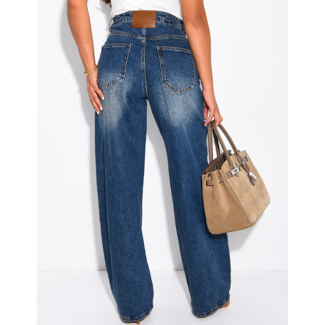 Hoch taillierte Jeans im Barrel-Schnitt, verwaschen