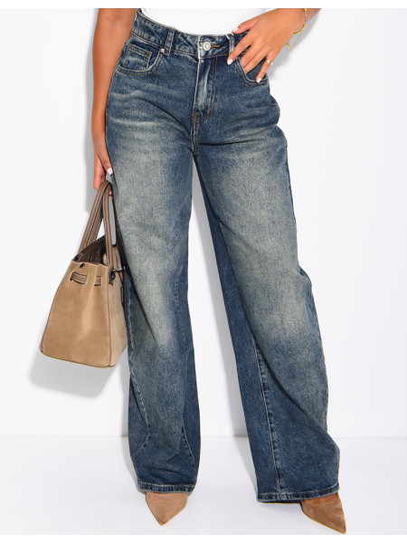 Hoch taillierte Jeans im Barrel-Schnitt, verwaschen