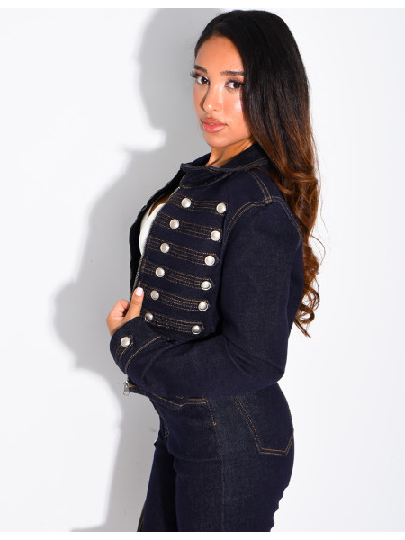 Jeansjacke mit Offiziersknöpfen