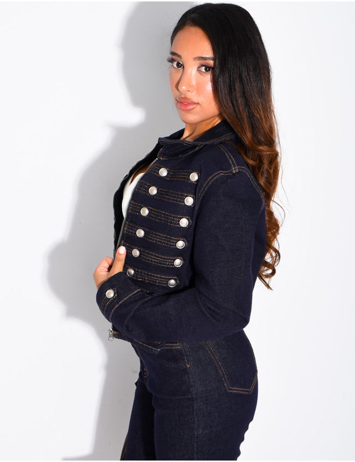 Jeansjacke mit Offiziersknöpfen