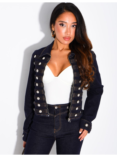 Jeansjacke mit Offiziersknöpfen