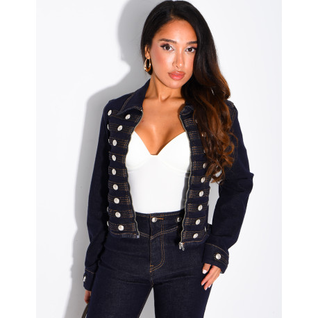 Jeansjacke mit Offiziersknöpfen