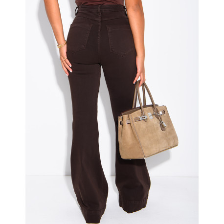 Braune Flare-Jeans mit hoher Taille
