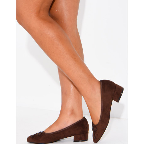 Ballerines en suédine à talon