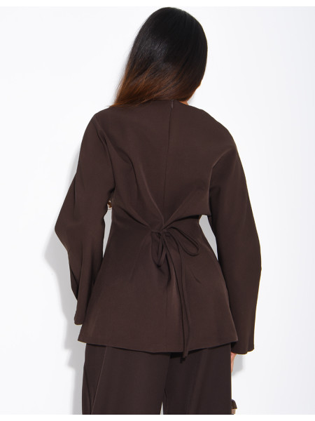 Long-sleeved top with a tie at the back