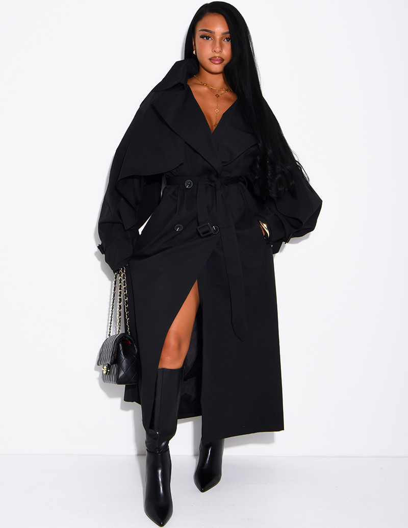 Oversized trench coat with...