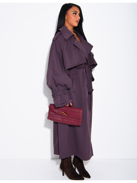 Oversized trench coat with cape-style panels on the sleeves