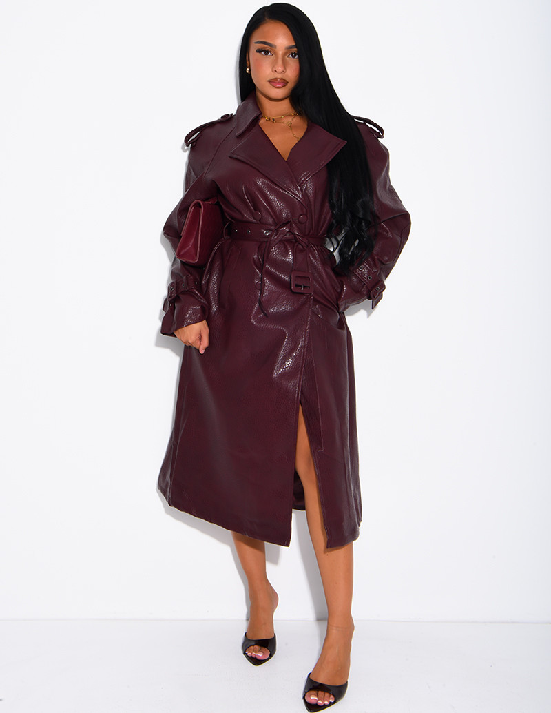 Extra-long faux leather...