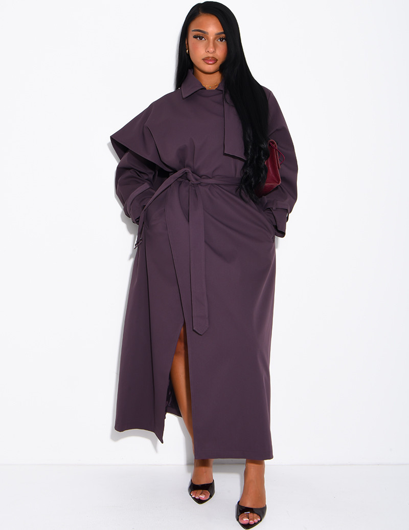 Long, oversized trench coat...