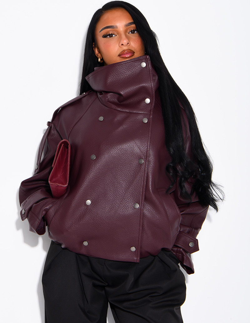 Oversized jacket in grained...