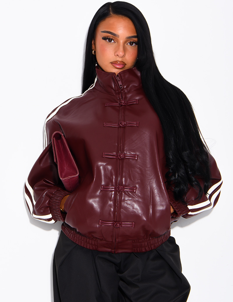 Faux leather jacket with...