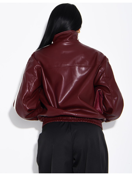 Faux leather jacket with Asian-style knotted buttons and straps