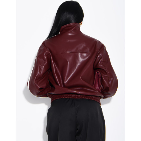 Faux leather jacket with Asian-style knotted buttons and straps