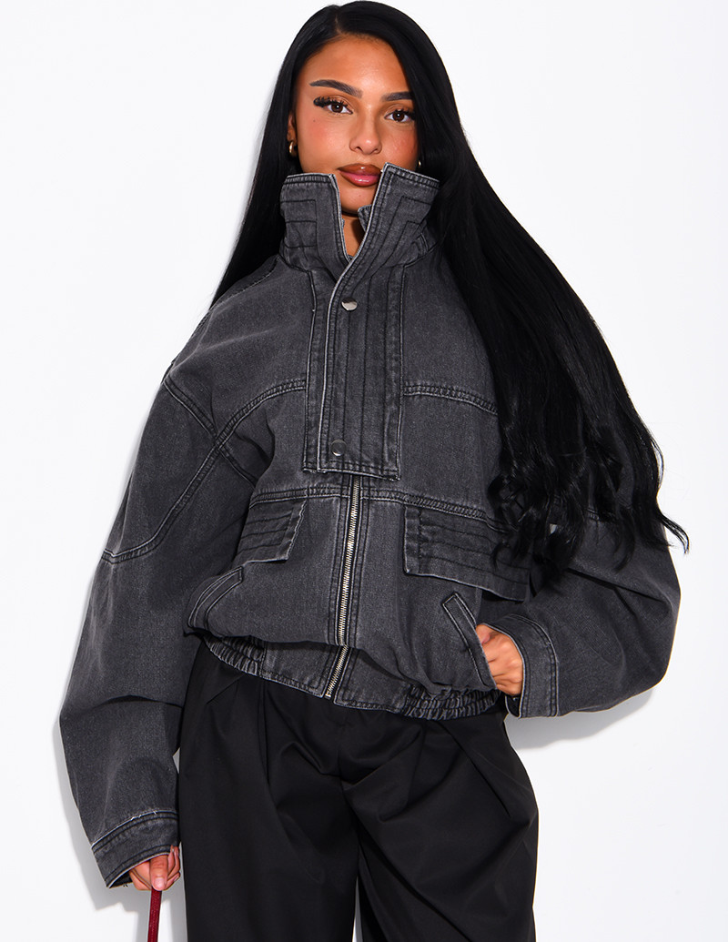 Oversize-Jeansjacke mit...