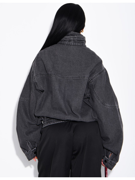 Oversize-Jeansjacke mit Stehkragen