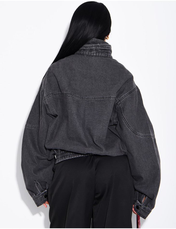 Oversize-Jeansjacke mit Stehkragen