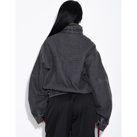 Oversize-Jeansjacke mit Stehkragen