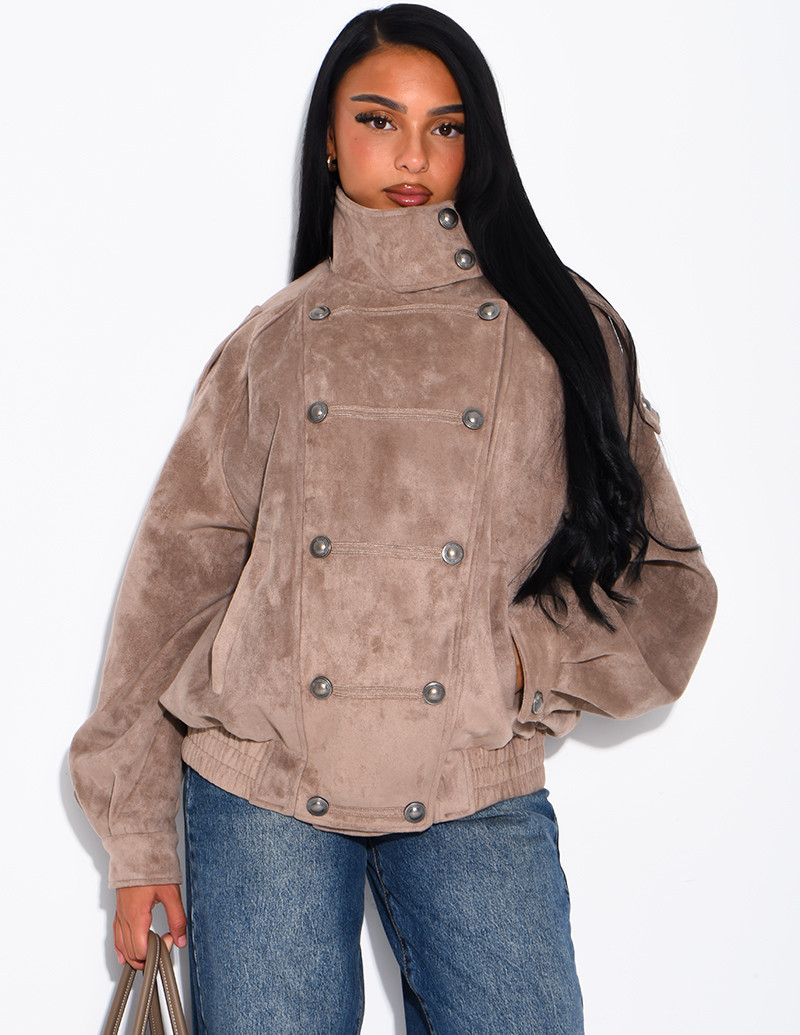 Jacke in Wildlederoptik mit...
