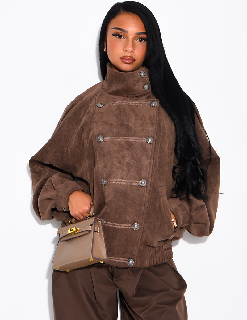 Jacke in Wildlederoptik mit...