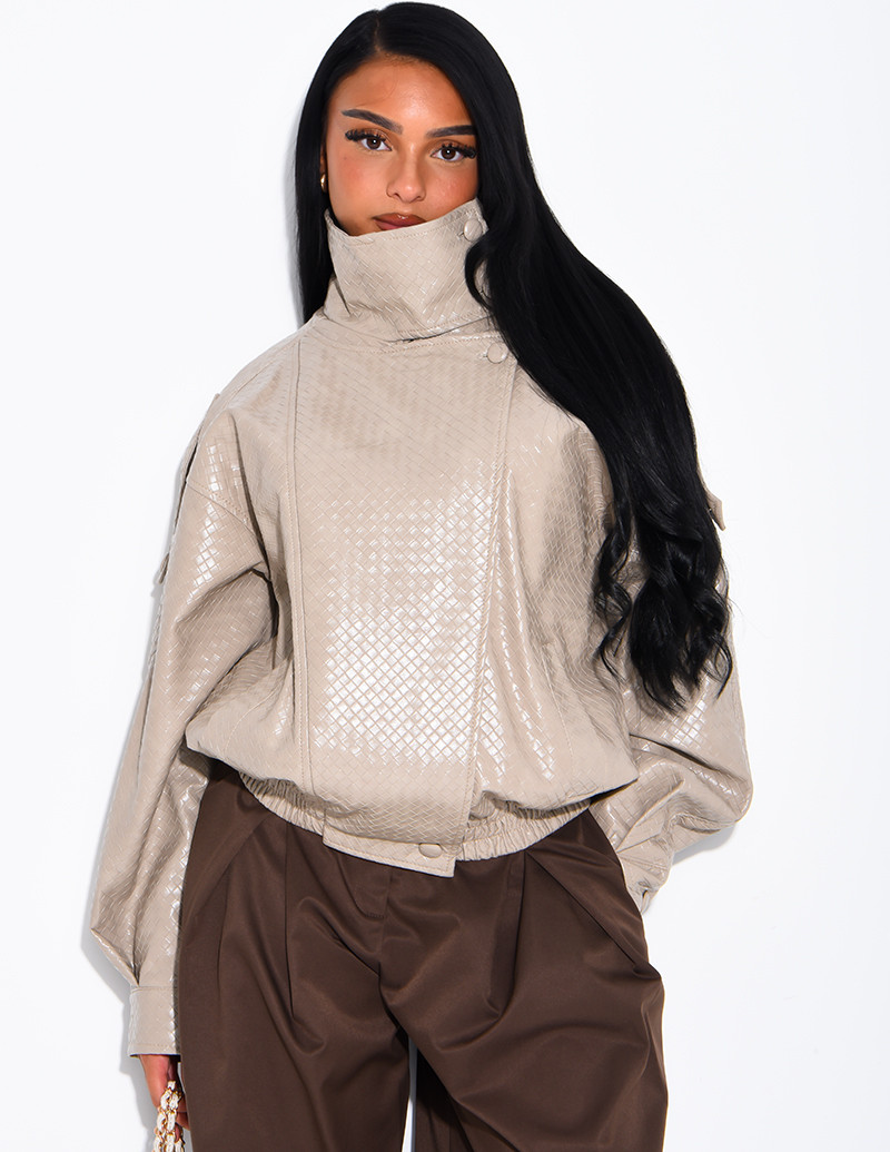 Oversized faux leather...