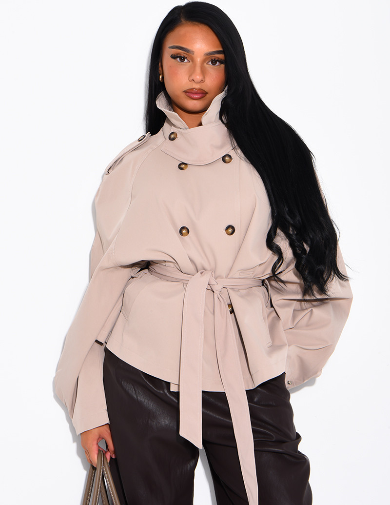 Short trench coat with a...