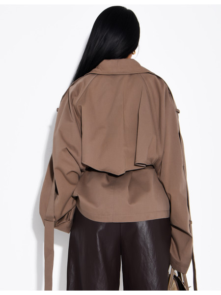 Kurzer Oversize-Trenchcoat mit Riegel an den Ärmeln