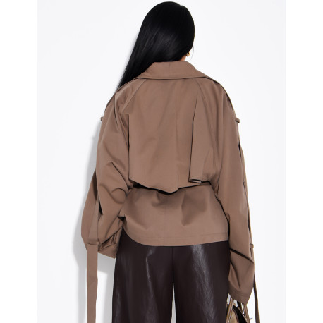 Kurzer Oversize-Trenchcoat mit Riegel an den Ärmeln