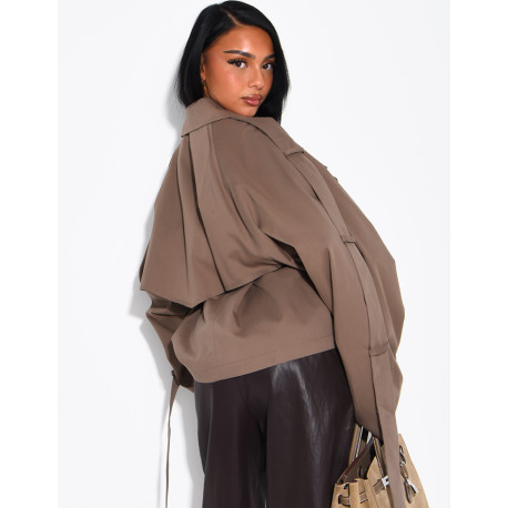 Kurzer Oversize-Trenchcoat mit Riegel an den Ärmeln