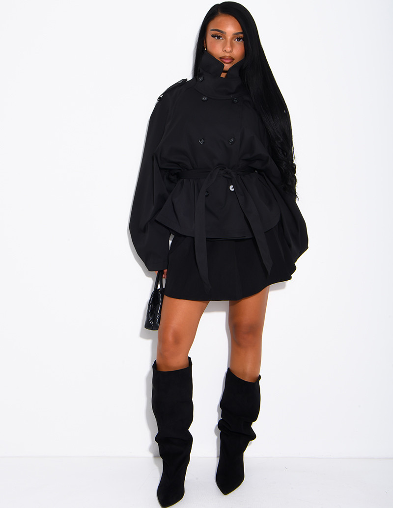 Short trench coat with a...