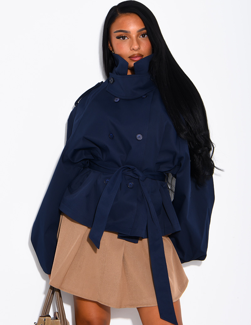 Short trench coat with a...