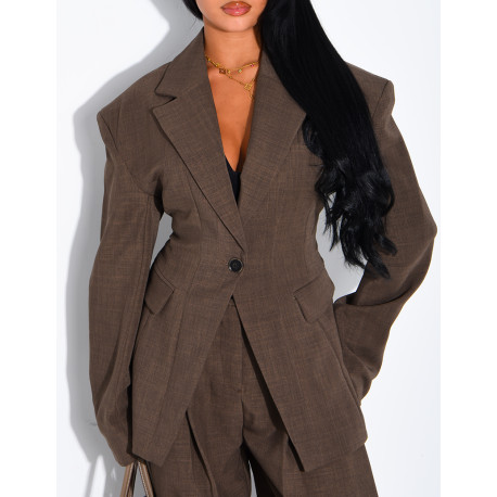 Blazer jacket with structured shoulders and a fitted waist
