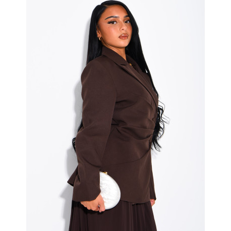 Blazer à boutonnière asymétrique réglable au dos