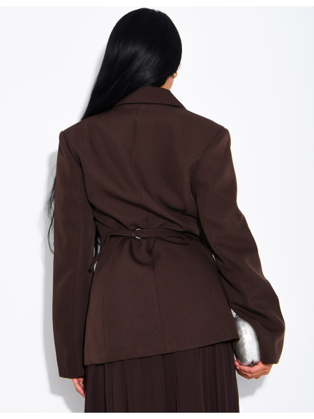 Blazer à boutonnière asymétrique réglable au dos