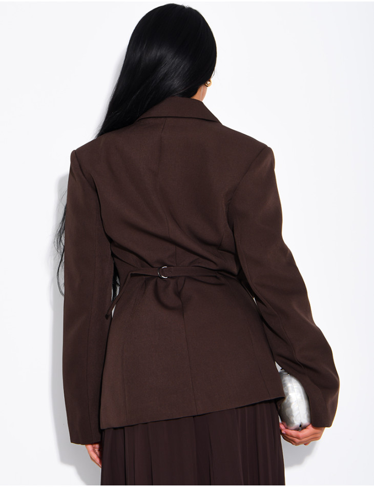 Blazer à boutonnière asymétrique réglable au dos